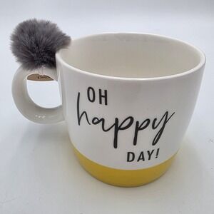"Oh‎ Happy Day" DaySpring Coffee Mug PSALM 32:11 16 Oz Cup White/Yellow Fun Gift